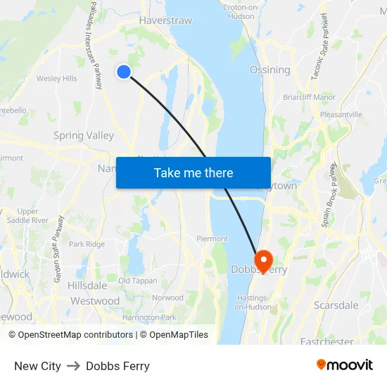 New City to Dobbs Ferry map