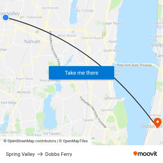 Spring Valley to Dobbs Ferry map