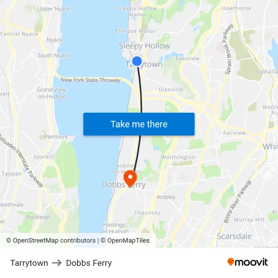 Tarrytown to Dobbs Ferry map