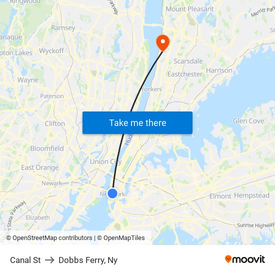 Canal St to Dobbs Ferry, Ny map