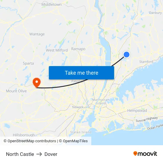 North Castle to Dover map