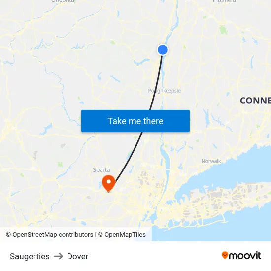 Saugerties to Dover map