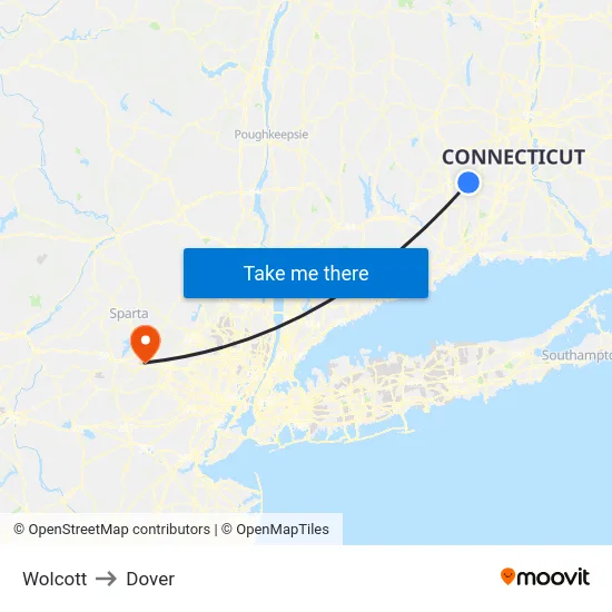 Wolcott to Dover map