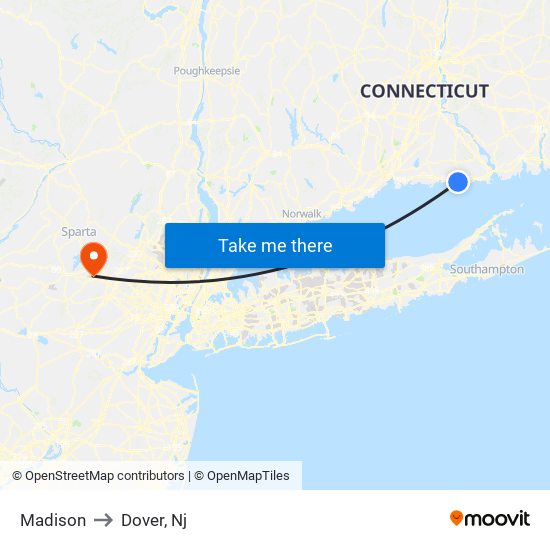 Madison to Dover, Nj map