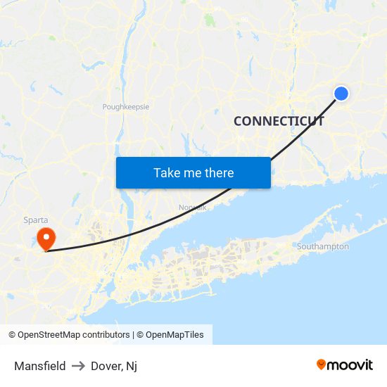 Mansfield to Dover, Nj map