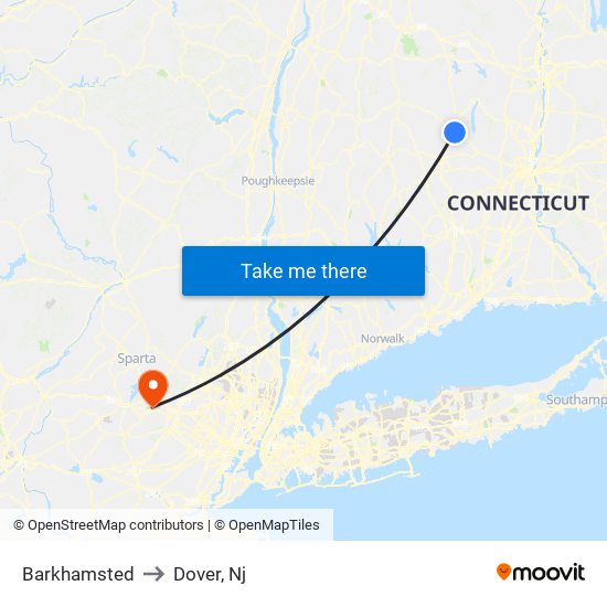 Barkhamsted to Dover, Nj map