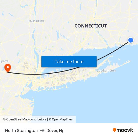 North Stonington to Dover, Nj map