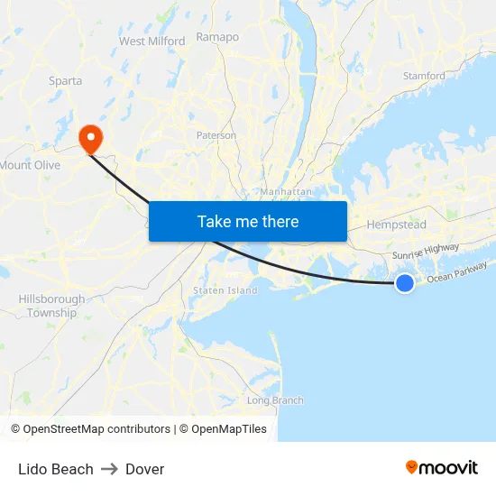 Lido Beach to Dover map