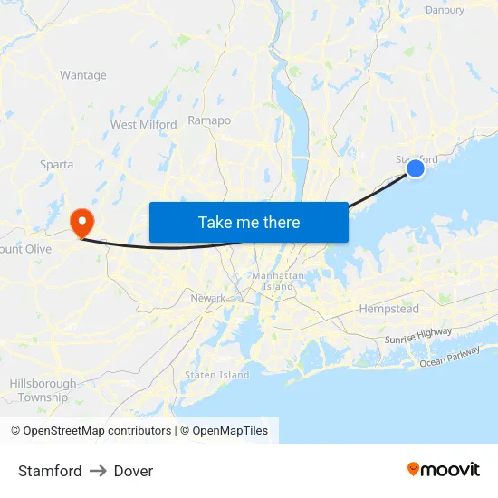 Stamford to Dover map