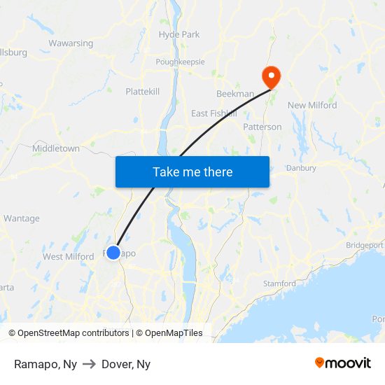 Ramapo, Ny to Dover, Ny map