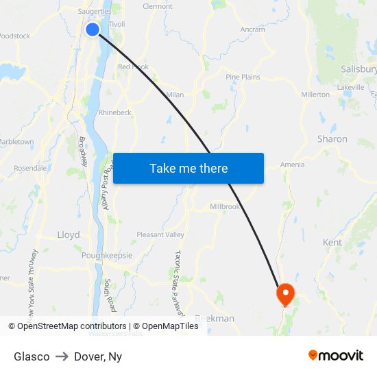 Glasco to Dover, Ny map