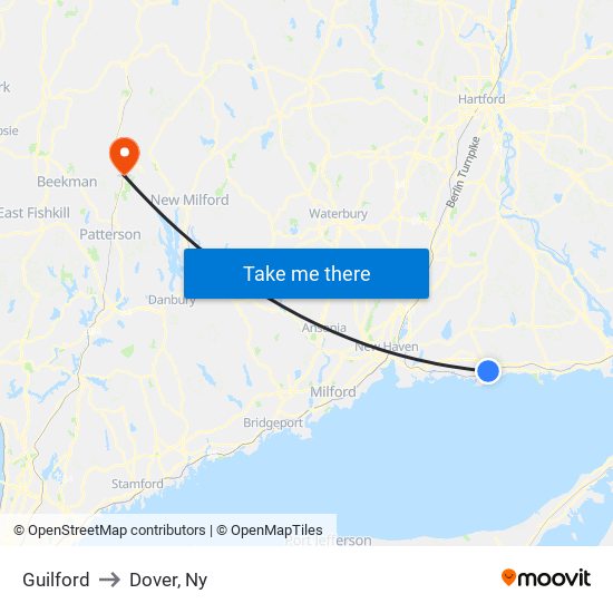 Guilford to Dover, Ny map