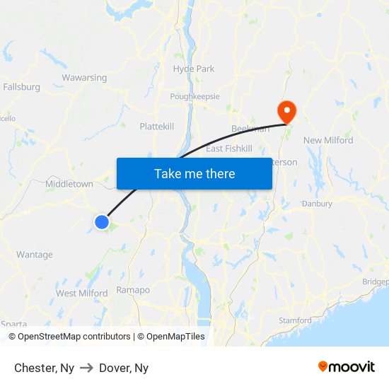 Chester, Ny to Dover, Ny map