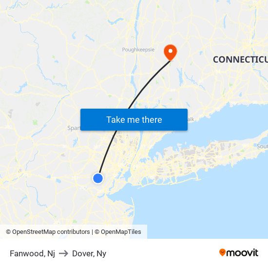 Fanwood, Nj to Dover, Ny map