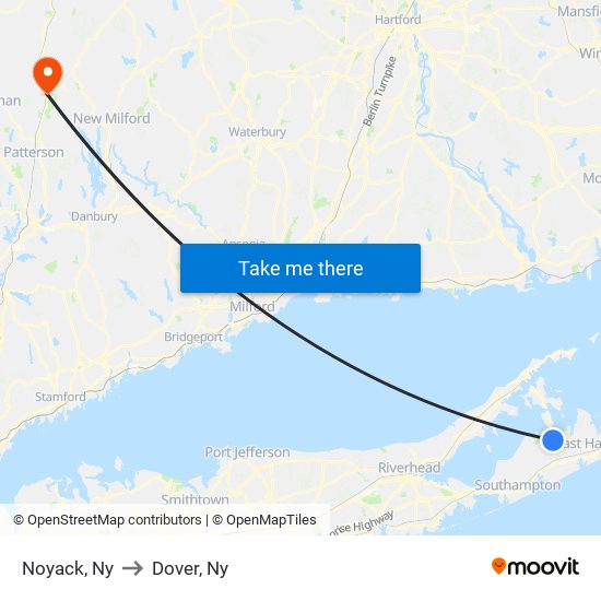 Noyack, Ny to Dover, Ny map