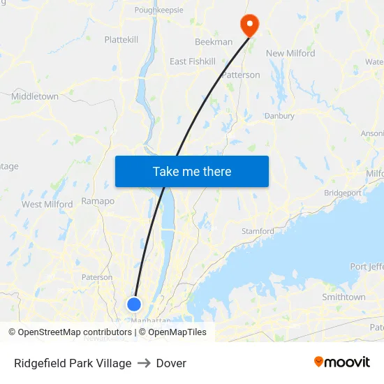 Ridgefield Park Village to Dover map