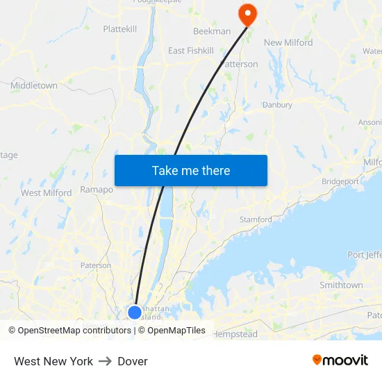 West New York to Dover map