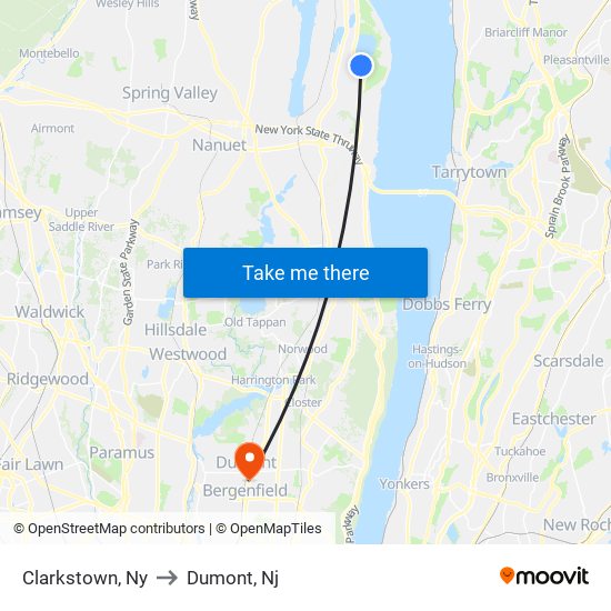 Clarkstown, Ny to Dumont, Nj map