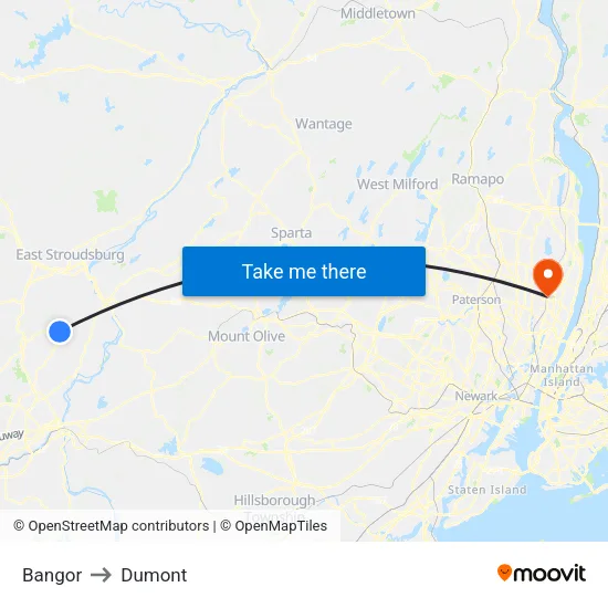 Bangor to Dumont map