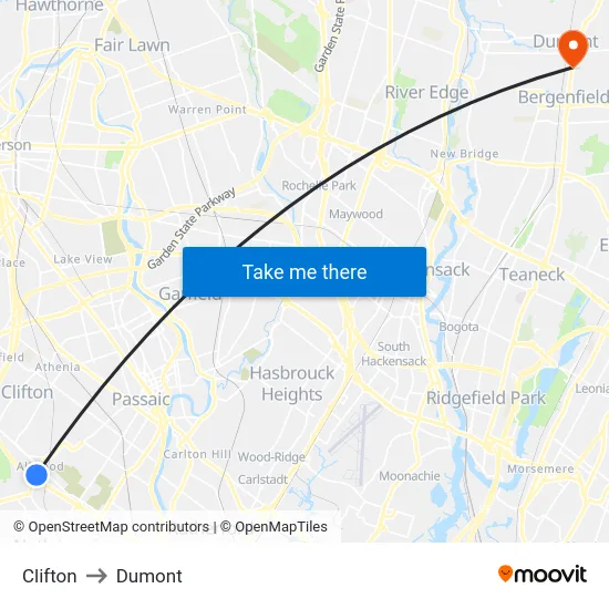 Clifton to Dumont map