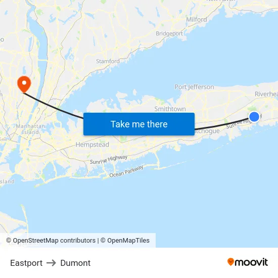 Eastport to Dumont map