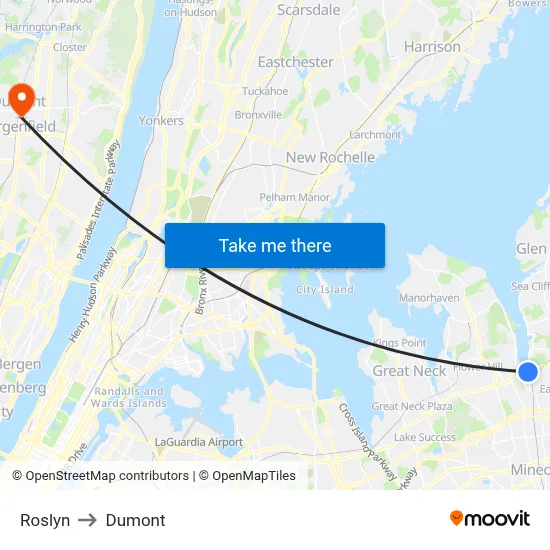 Roslyn to Dumont map