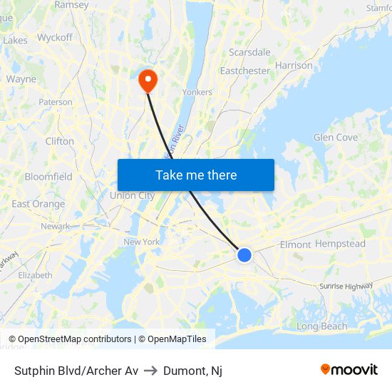 Sutphin Blvd/Archer Av to Dumont, Nj map