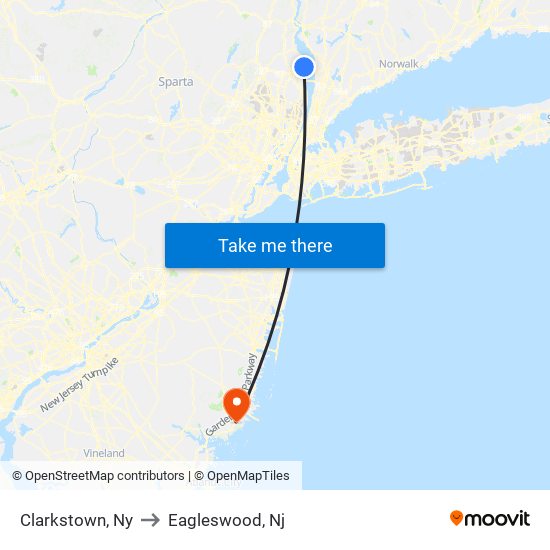 Clarkstown, Ny to Eagleswood, Nj map