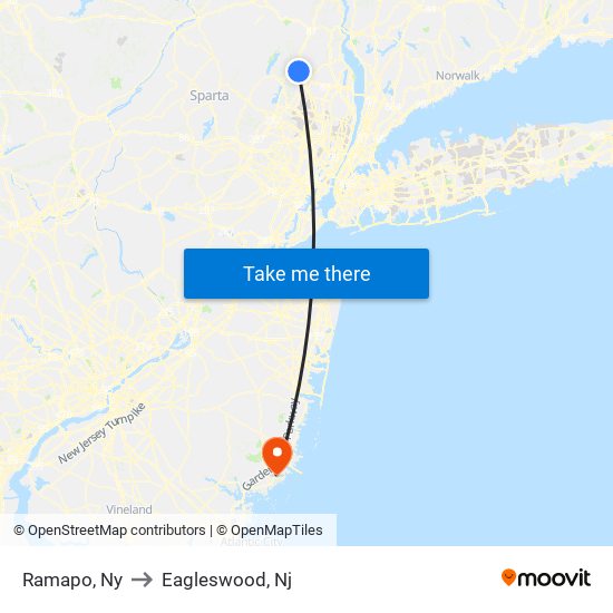 Ramapo, Ny to Eagleswood, Nj map