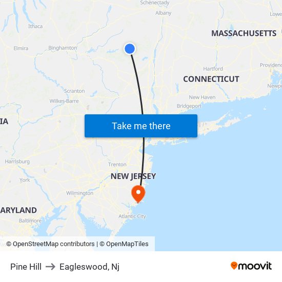 Pine Hill to Eagleswood, Nj map