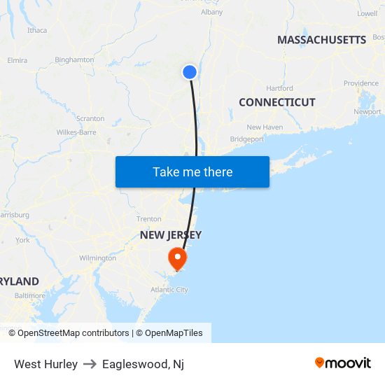 West Hurley to Eagleswood, Nj map