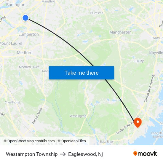 Westampton Township to Eagleswood, Nj map