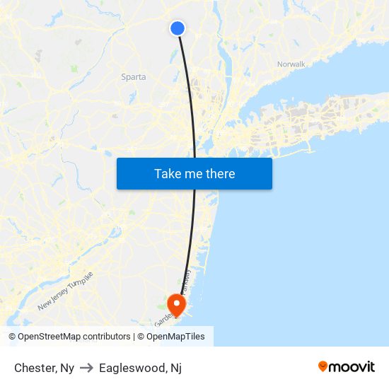 Chester, Ny to Eagleswood, Nj map