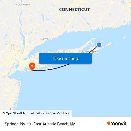 Springs, Ny to East Atlantic Beach, Ny map