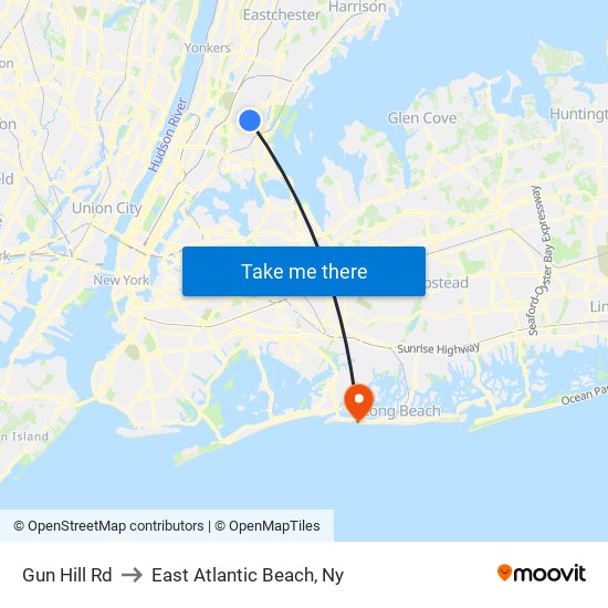 Gun Hill Rd to East Atlantic Beach, Ny map