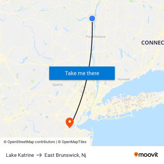 Lake Katrine to East Brunswick, Nj map