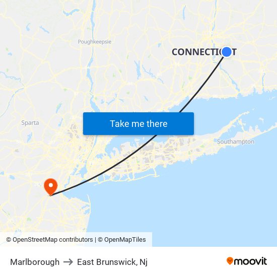 Marlborough to East Brunswick, Nj map