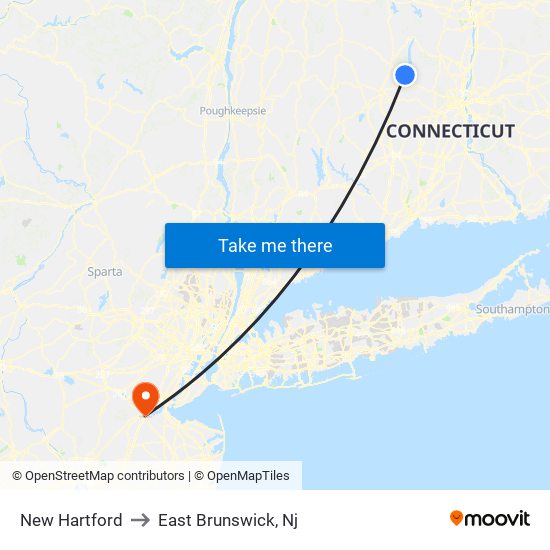 New Hartford to East Brunswick, Nj map