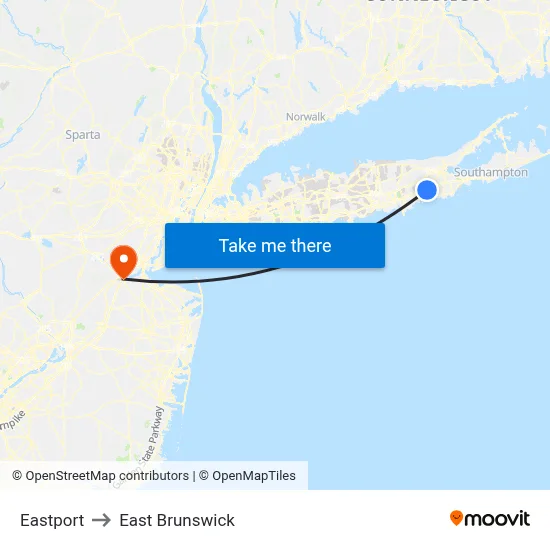 Eastport to East Brunswick map