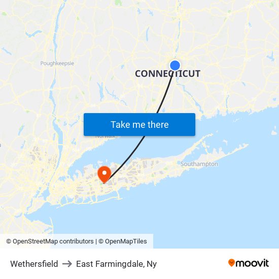 Wethersfield to East Farmingdale, Ny map