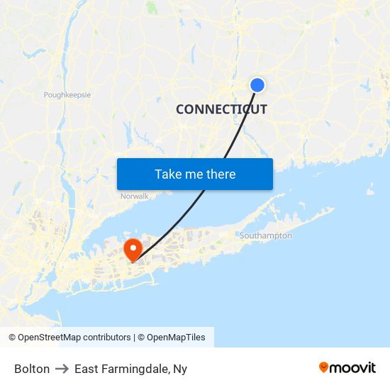 Bolton to East Farmingdale, Ny map