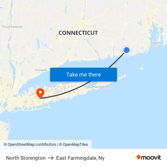 North Stonington to East Farmingdale, Ny map