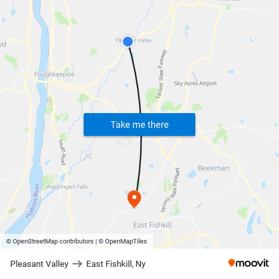 Pleasant Valley to East Fishkill, Ny map