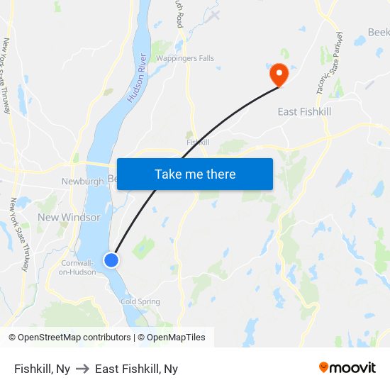 Fishkill, Ny to East Fishkill, Ny map