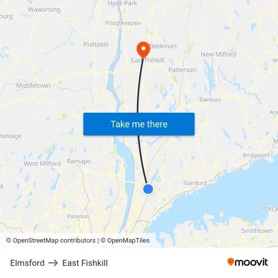 Elmsford to East Fishkill map