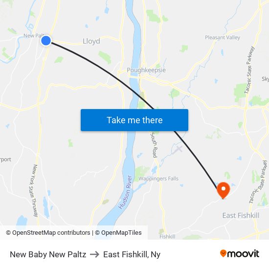 New Baby New Paltz to East Fishkill, Ny map