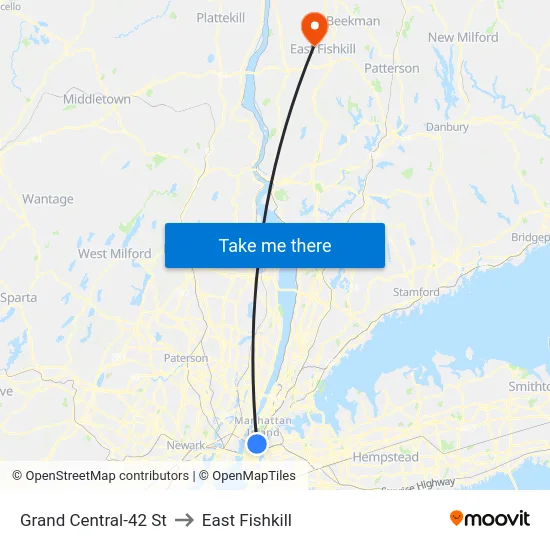 Grand Central-42 St to East Fishkill map
