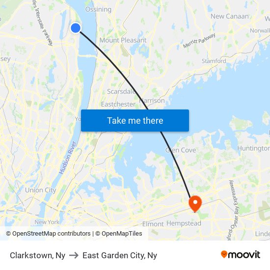 Clarkstown, Ny to East Garden City, Ny map