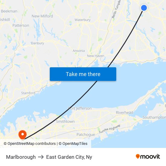 Marlborough to East Garden City, Ny map