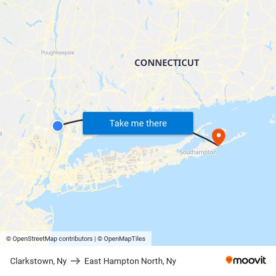 Clarkstown, Ny to East Hampton North, Ny map